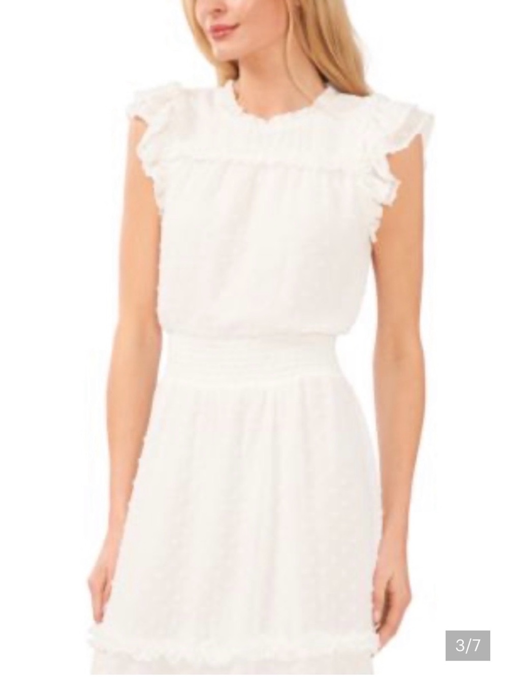 CeCe White Textured Ruffle Dress - Picture 3 of 12
